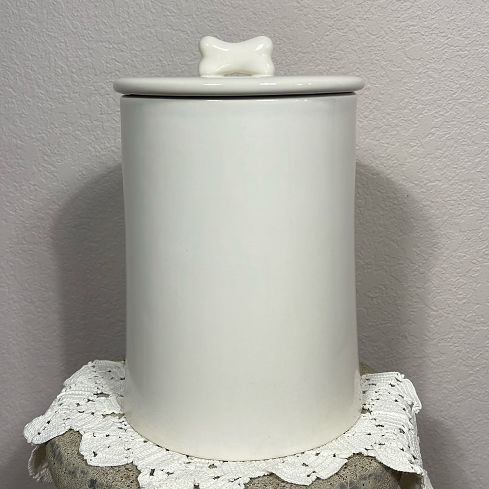 Pottery Barn Pet Treat Jar Pet Food Storage With Bone Lid